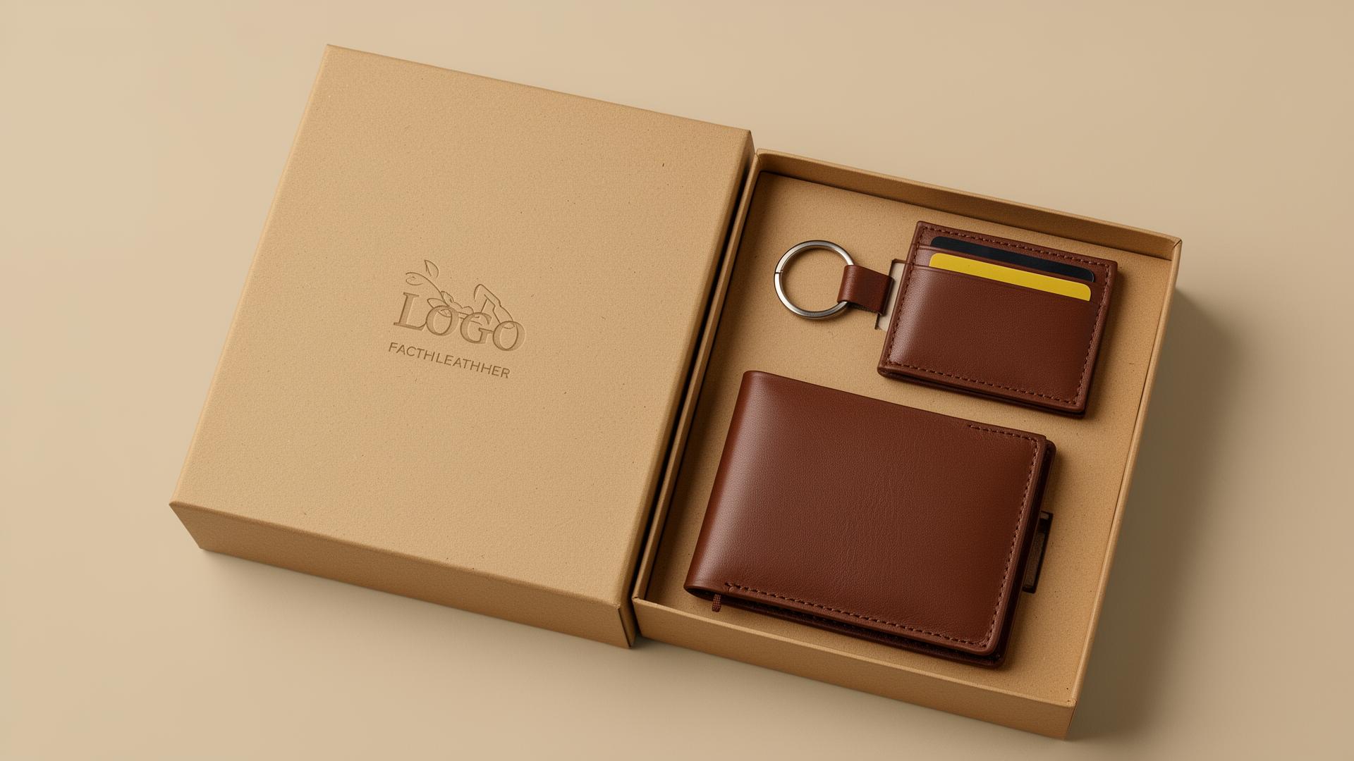 Custom corporate leather gift set with embossed logo
