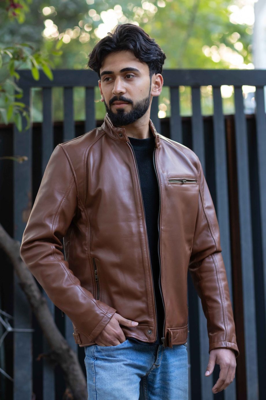 brown leather jacket for men