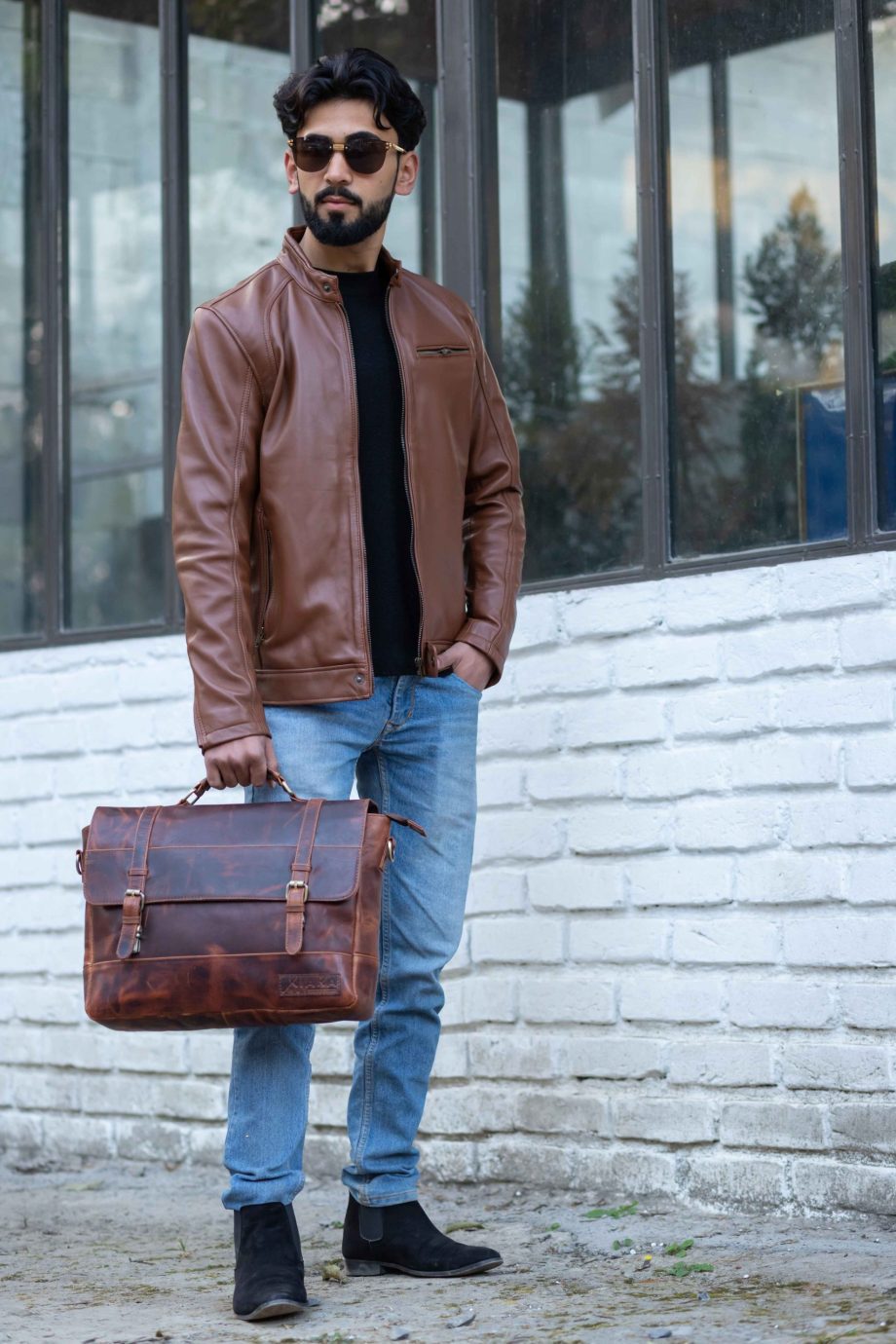 brown leather jacket for men